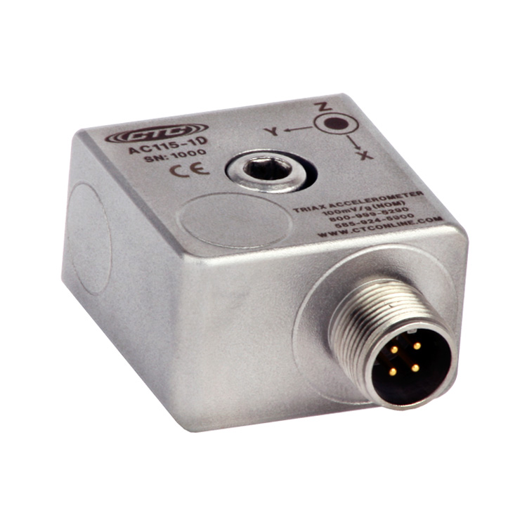 AC115 Low Cost Triaxial Accelerometer, Connector / Cable, 100 mV/g