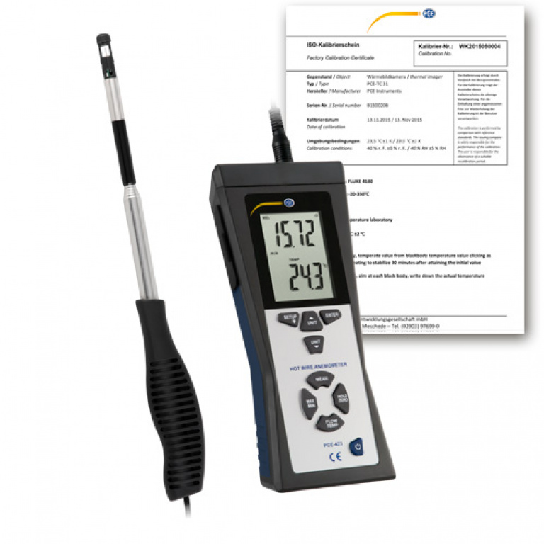ThermoAnemometer PCE423ICA incl. ISO calibration certificate Amet