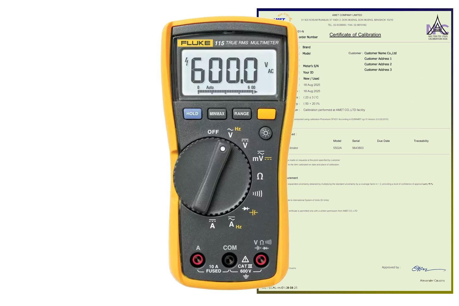 Fluke 115 with 17025 Certificate