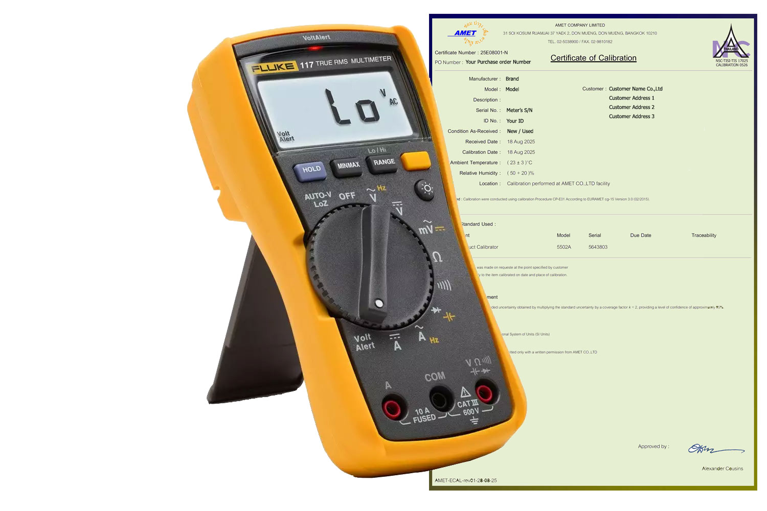 Fluke 117 with 17025 Certificate